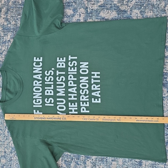 Mens Green Graphic T-Shirt Ignorance Is Bliss Funny Gift Tee - Picture 5 of 10